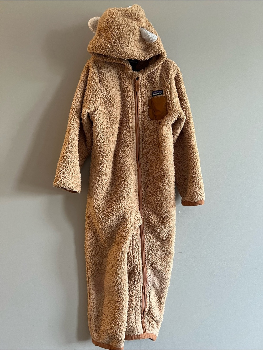 Patagonia Kids Tan Hooded Bunting suit